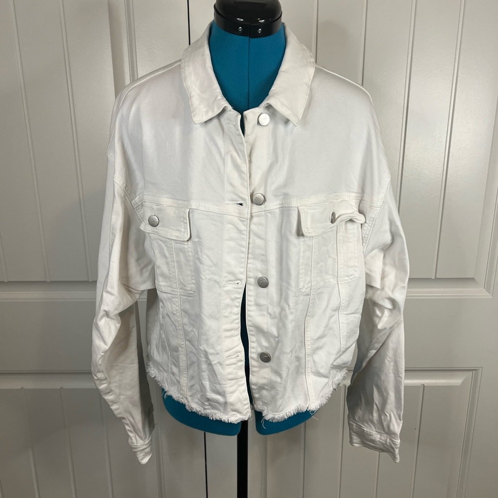 Lola Jeans White Denim Jacket Sz L